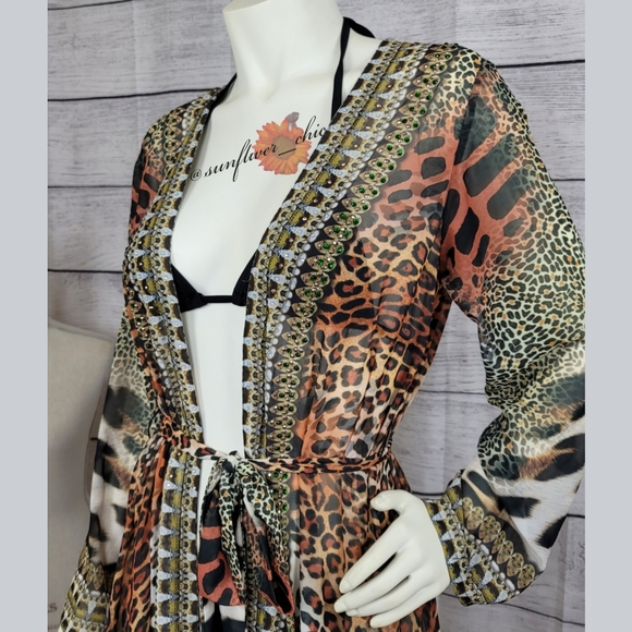 🆕️Colors of Fashion Jeweled Animal Print Duster - Picture 3 of 15